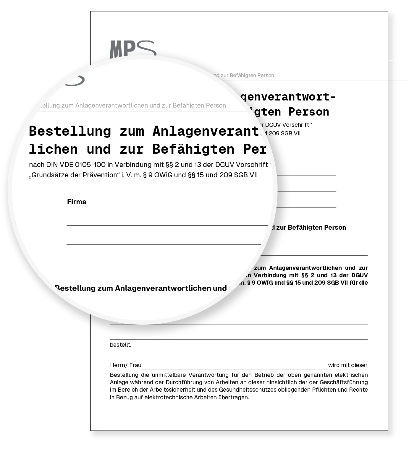 Bestellung zum Anlagenverantwortlichen und zur Befähigten Person
