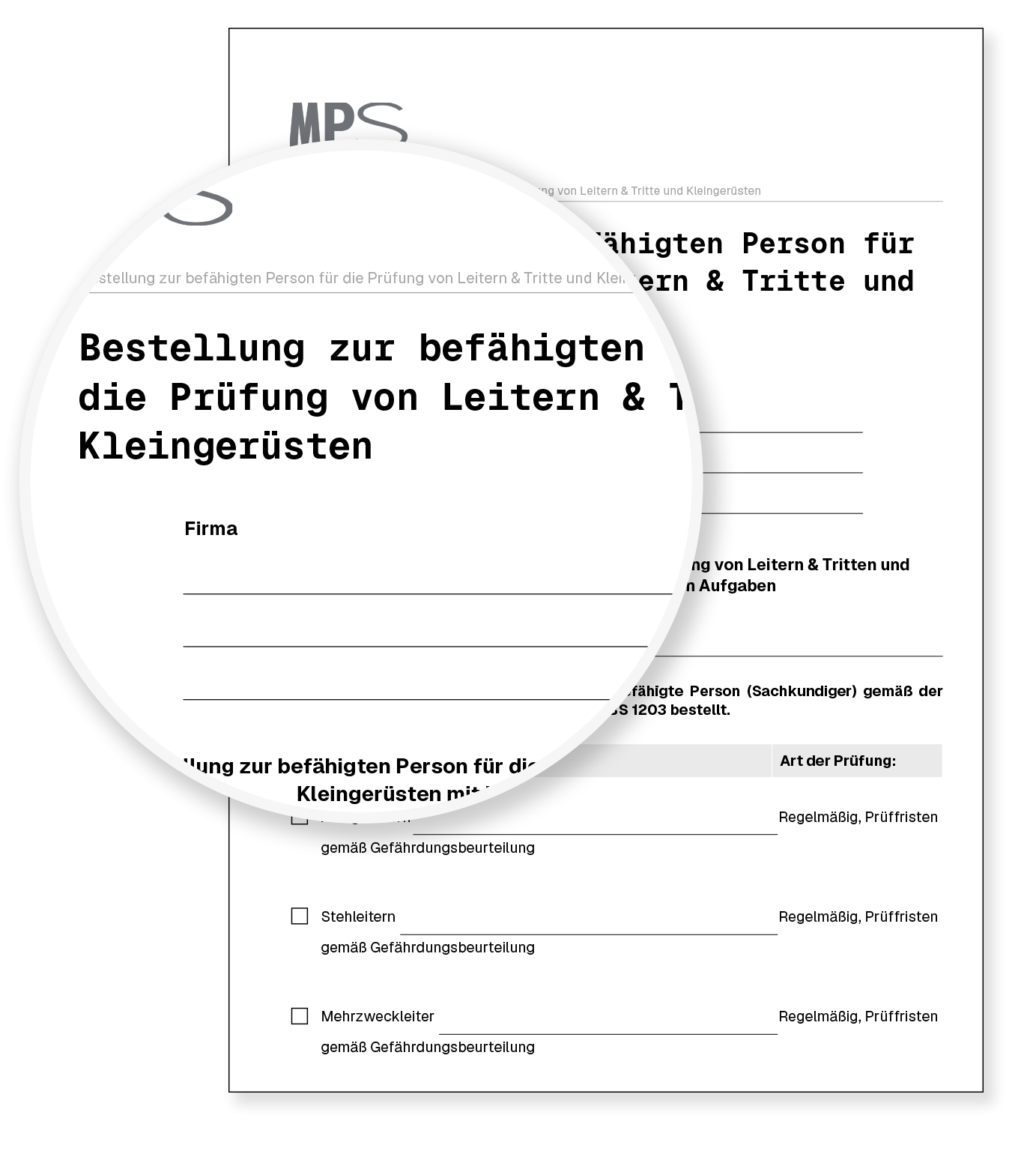 Bestellung zur befähigten Person für die Prüfung von Leitern & Tritte und Kleingerüsten